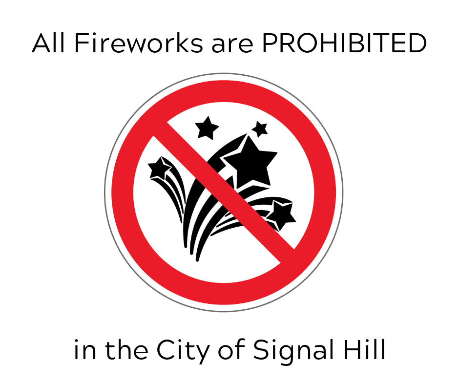 FIreworks are Prohibited in Signal Hill. Firework with Red 